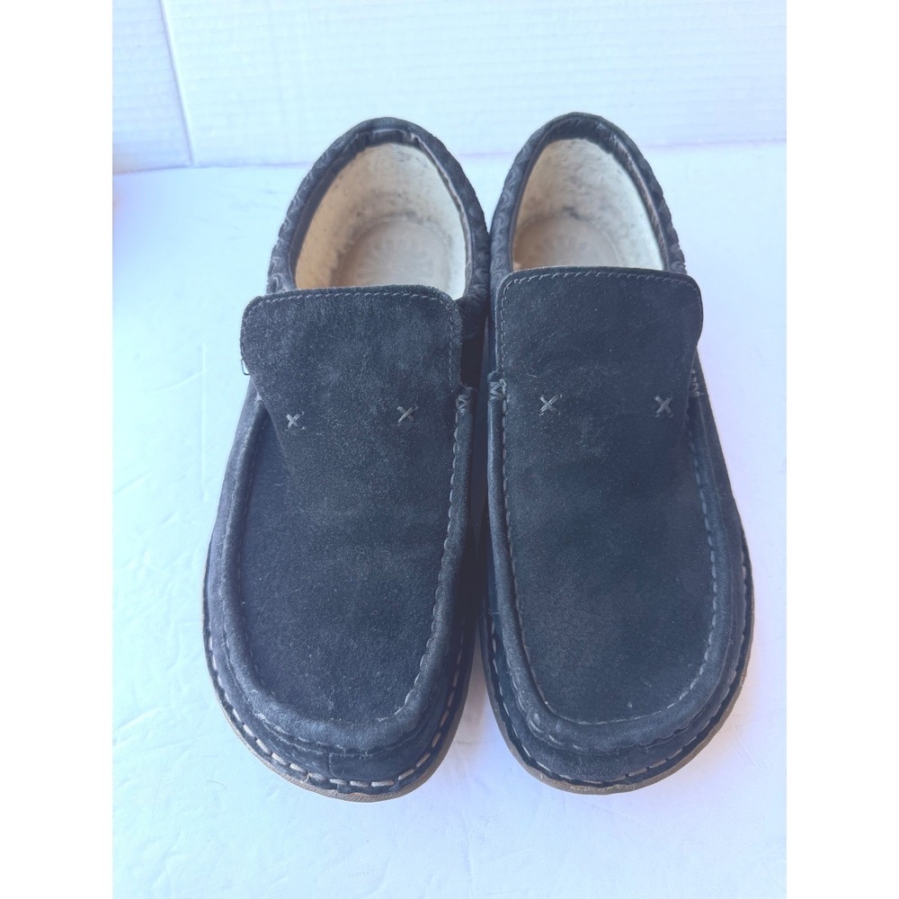 UGG Black Suede Ascot Whipstitch Slip On Casual Moccasin Loafer 1747 Shoes Sz 10